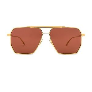 NWOT BOTTEGA VENETA Angular Pilot in Shiny Gold & Solid Warm Brown